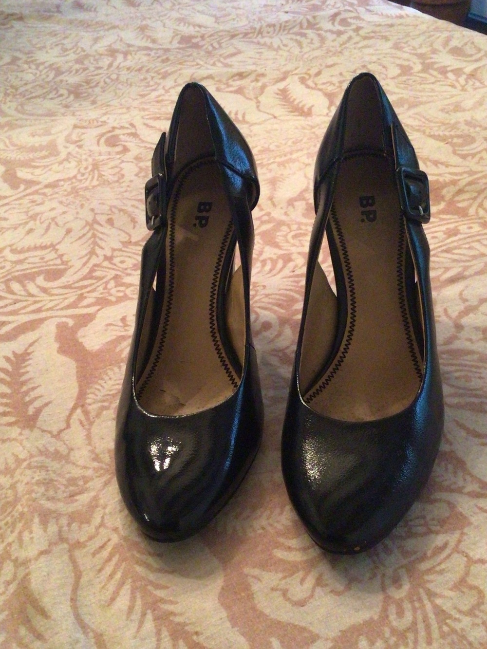 Nordstrom Black Patent Mary Jane Heels with Side Buckle